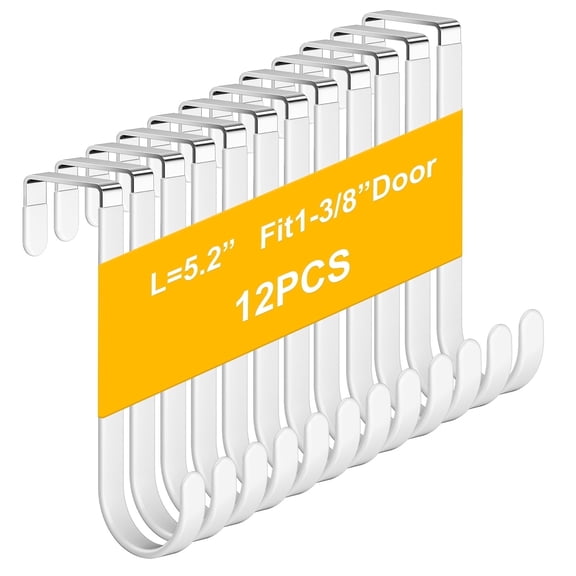 Larger Door Hanger Hooks, 12 Pack Over The Door Hooks for Hanging, Over The Door Towel Rack for Bathroom, Towel Hooks Fits 1 3/8" Door