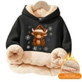 thumbnail image 4 of XUELUO Little Girls Hoodies Long Sleeve Drawstring Hood Fleece Lined Cow Snowflake Print Tops For Cold Weather Warm Soft Clothes, 4 of 5