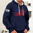 thumbnail image 3 of Men's & Women's Flag Print Pullover Hoodie, Unisex Loose Fit Long Sleeve Sweatshirt, Patriotic Streetwear for 4th of July, Christmas, Fall Winter Season,Dark Blue,M, 3 of 6
