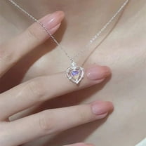 Gradient Heart Silver Necklace Luxury Womens Jewelry
