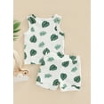 thumbnail image 4 of Children 2pcs Clothes Suit Baby Summer Shorts Set Tracksuit Casual Leaf Print Sleeveless Tops+Trousers Newborn Outfit, 4 of 8