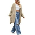 thumbnail image 4 of ICHUANYI Womens Trendy Soft Casual Solid Knit Sweater Open Front Long Sleeve Side Slit Long Cardigans Fall Winter Outwear Coat, 4 of 6