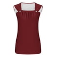 thumbnail image 4 of AherBiu Summer Tank Tops for Women Ruched Square Neck Wide Strap Casual Comfy Fitting Shirts Camisole, 4 of 5