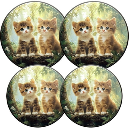 

Electric Stove Burner Covers 4 Pcs Round Gas Burner Cover 8 and 10 Inch adorable fluffy cats in forest setting