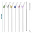 thumbnail image 5 of Threns 5/6Pcs Reusable Drinking Straws Clear Glass Drinking Staws with Cleaning Brush Cute Butterfly Cherry Mushroom Straws, 5 of 7