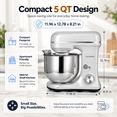 thumbnail image 4 of UHOMEPRO 3-in-1 Stand Mixer, 5QT Tilt-Head 10-Speed Electric Stand Mixer, Stainless Steel Bowl, Dough Hook, Flat Beater and Wire Whisk for Baking, Silver, 4 of 9