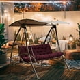 thumbnail image 3 of Porch Swing Cushion 47in, Waterproof Bench Cushion for Outdoor Furniture, 2-3 Seater Replacement Glider Cushion with Ties for Backyard and Garden（Wine Red 47"), 3 of 7