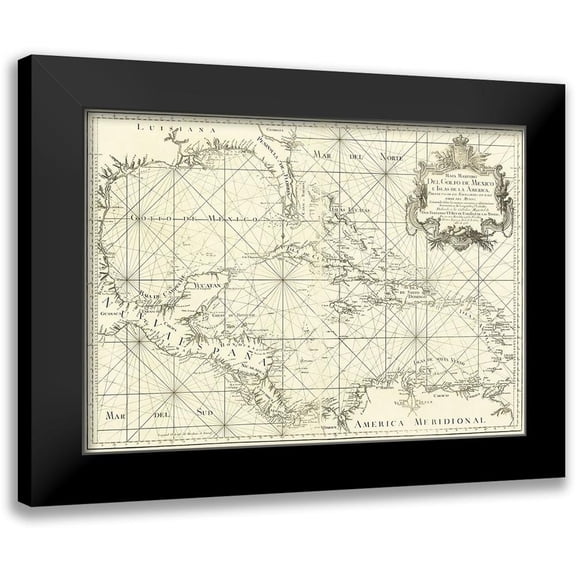 Unknown 14x11 Black Modern Framed Museum Art Print Titled - Gulf of Mexico and Islands of America 1755