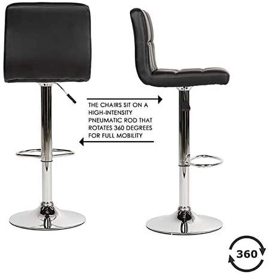 BestOffice New Black Adjustable Synthetic Leather Swivel Bar Stools Chairs B06-Sets of 2,Black