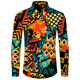 thumbnail image 4 of Camisa con botones para hombre nueva, camisas de manga larga con estampado africano Dashiki, ropa tradicional para parejas, ropa de calle de estilo étnico de hip hop, 4 of 5