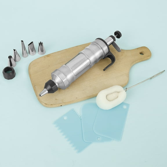 Wekvgz 13 Pcs Dessert Decorating Syringe Set with 6 Nozzles 3 Cream Scrapers Complete Cake Decorating Syringe Set Reusable Frosting Piping Kit for Cake Cookie Cupcake