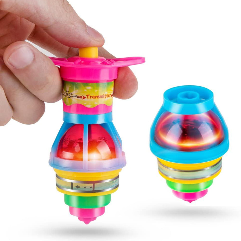 Light Up Spinning Tops Bouncing Gyro Kids Flashing UFO Toy Party Bag Fillers 