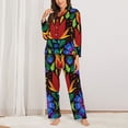 thumbnail image 3 of Kll Colorful Floral Print Women'S Long Sleeve Pajamas With Pants Sleepwear Loungewear 2 Set-Small, 3 of 9