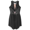 thumbnail image 6 of iiniim Girls Sleeveless Gymnastics Leotard Dress Lyrical Modern Dance Competition Figure Skating Black 14, 6 of 7