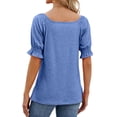 thumbnail image 5 of ZXSXSY Women's Scoop Neck Short Sleeve Elastic Cuff Solid Color Top, 5 of 7