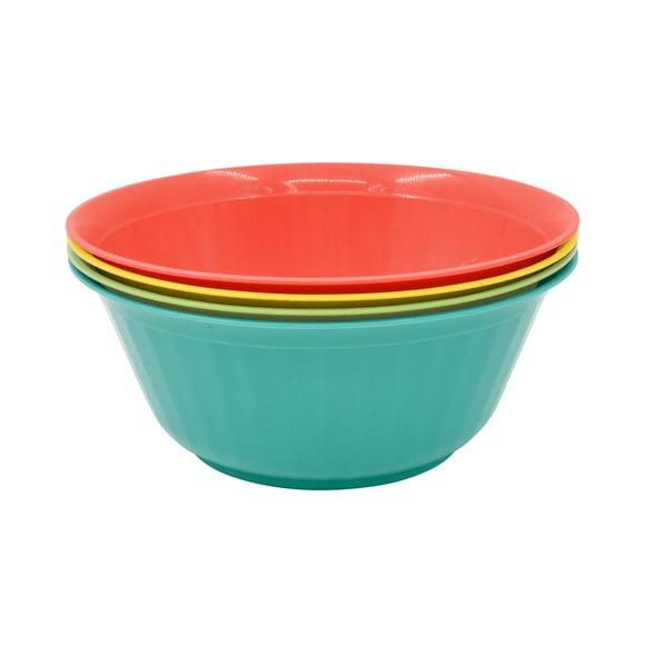 Mainstays 4 Pack 6-in Plastic Bowl, Multi-color, Unbreakable & Lightweight Salad Bowl