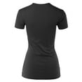 thumbnail image 3 of A2Y Women's Junior Fit Basic Solid Cotton Short Sleeve Crew Neck T Shirt Tee Tops Black M, 3 of 5