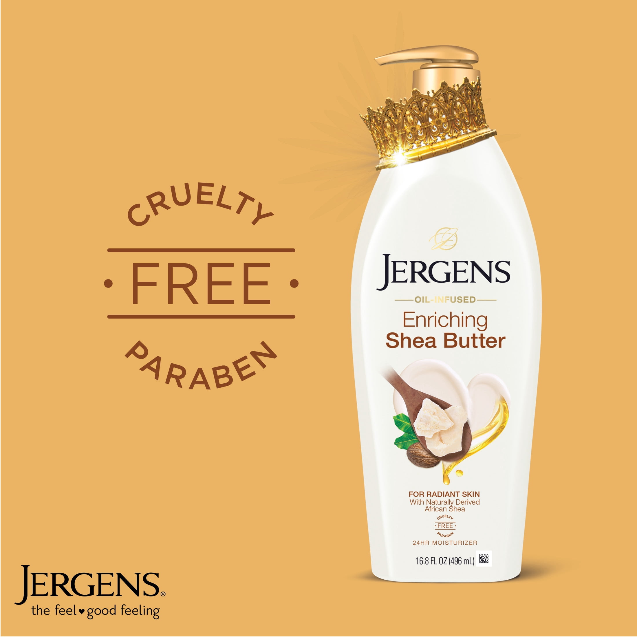 Jergens Shea Butter Hand and Body Lotion, Dry Skin Moisturizer, Dermatologist Tested, 16.8 oz