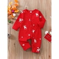 thumbnail image 2 of Baby Boys Girls Christmas Jumpsuit Long Sleeve Crew Neck Elk Print Romper for Casual Daily, 2 of 9