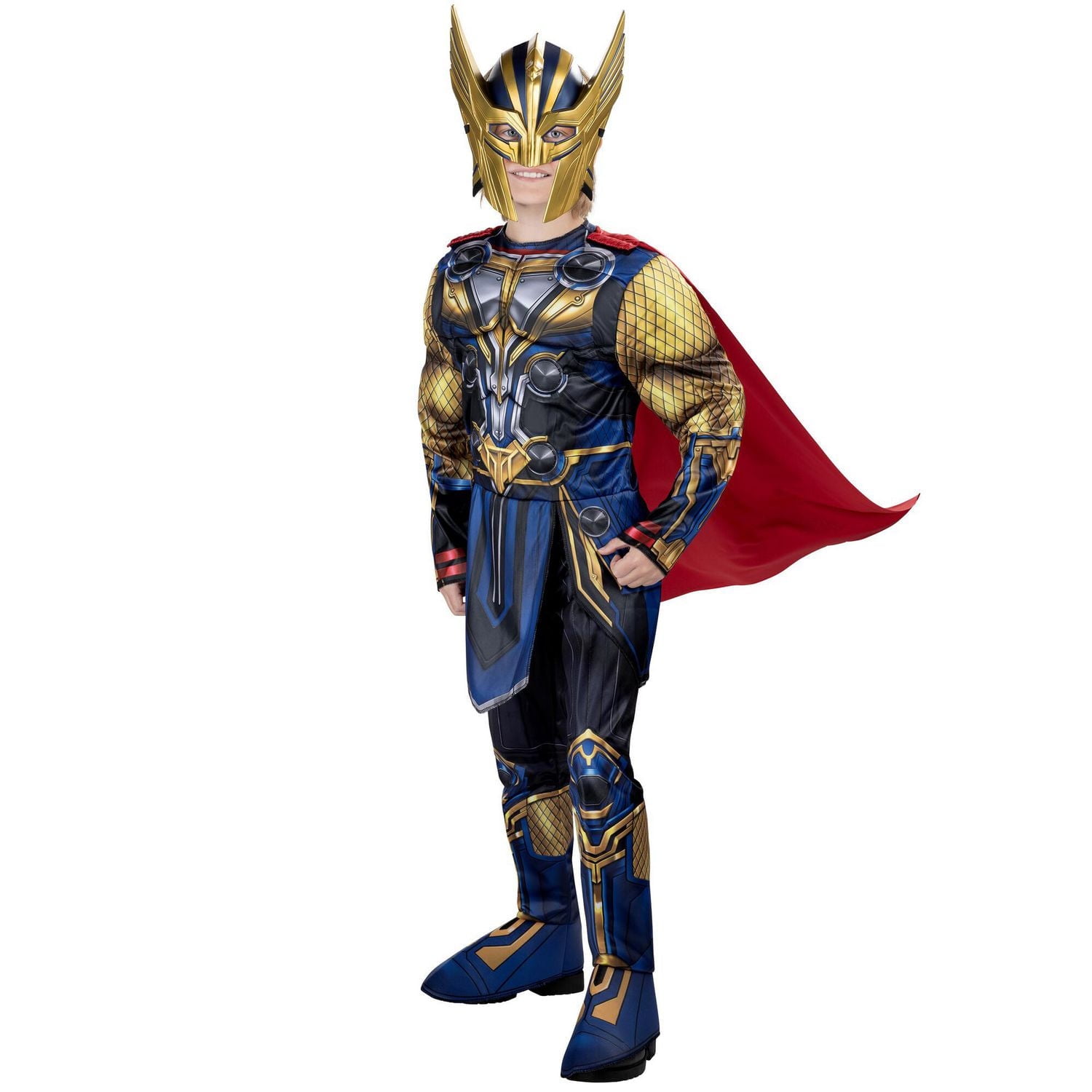 MARVEL Youth Thor Costume - Combinaison rembourrée avec cape et masque en plastique