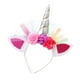 thumbnail image 1 of KAKOWELY 3 diademas de cuerno de unicornio para niña, con flores, para cosplay y fiesta de disfraces (plateadas), 1 of 4