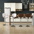 thumbnail image 5 of YEXJ Bar Stools Set of 2, Swivel Adjustable Height Barstools, PU Leather Upholstered Bar Chairs with Footrest, Bentwood Bar Stool for Kitchen, Bar, Dining Room-2-White, 5 of 14