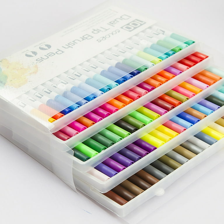 12 Colors Dual Brush Pens Art Markers Set Flexible Brush & 0.4mm