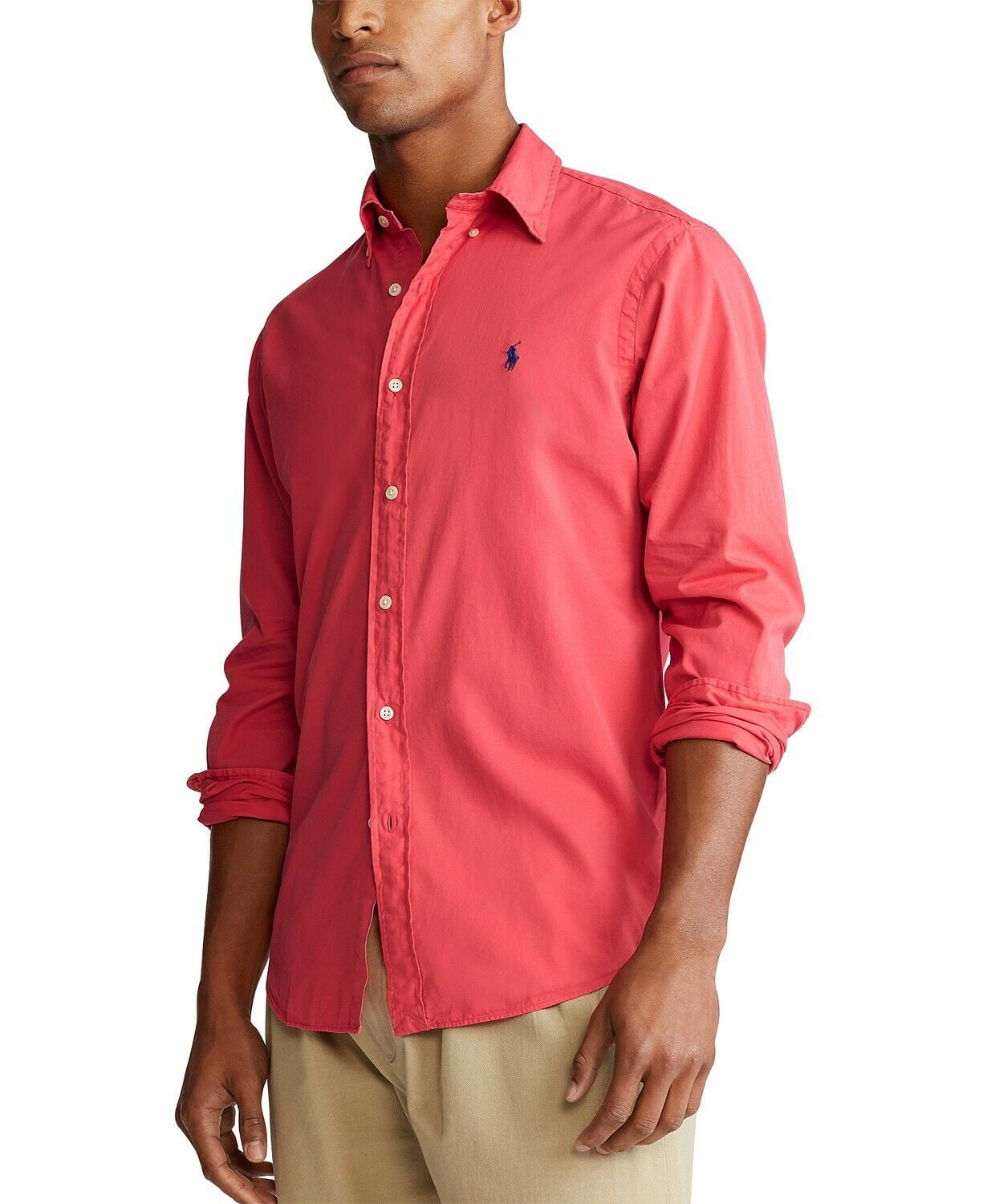 frugtbart afregning scene Polo Ralph Lauren Men's Slim Fit Garment-Dyed Twill Shirt Red Size XL -  Walmart.com