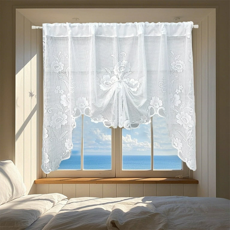 Leodye Butterflies Style Pull Out Embroidered Trellis White Sheer