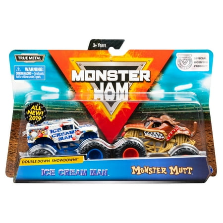 Monster Jam, Official Ice Cream Man vs. Monster Mutt Die-Cast Monster Trucks, 1:64 Scale, 2 Pack