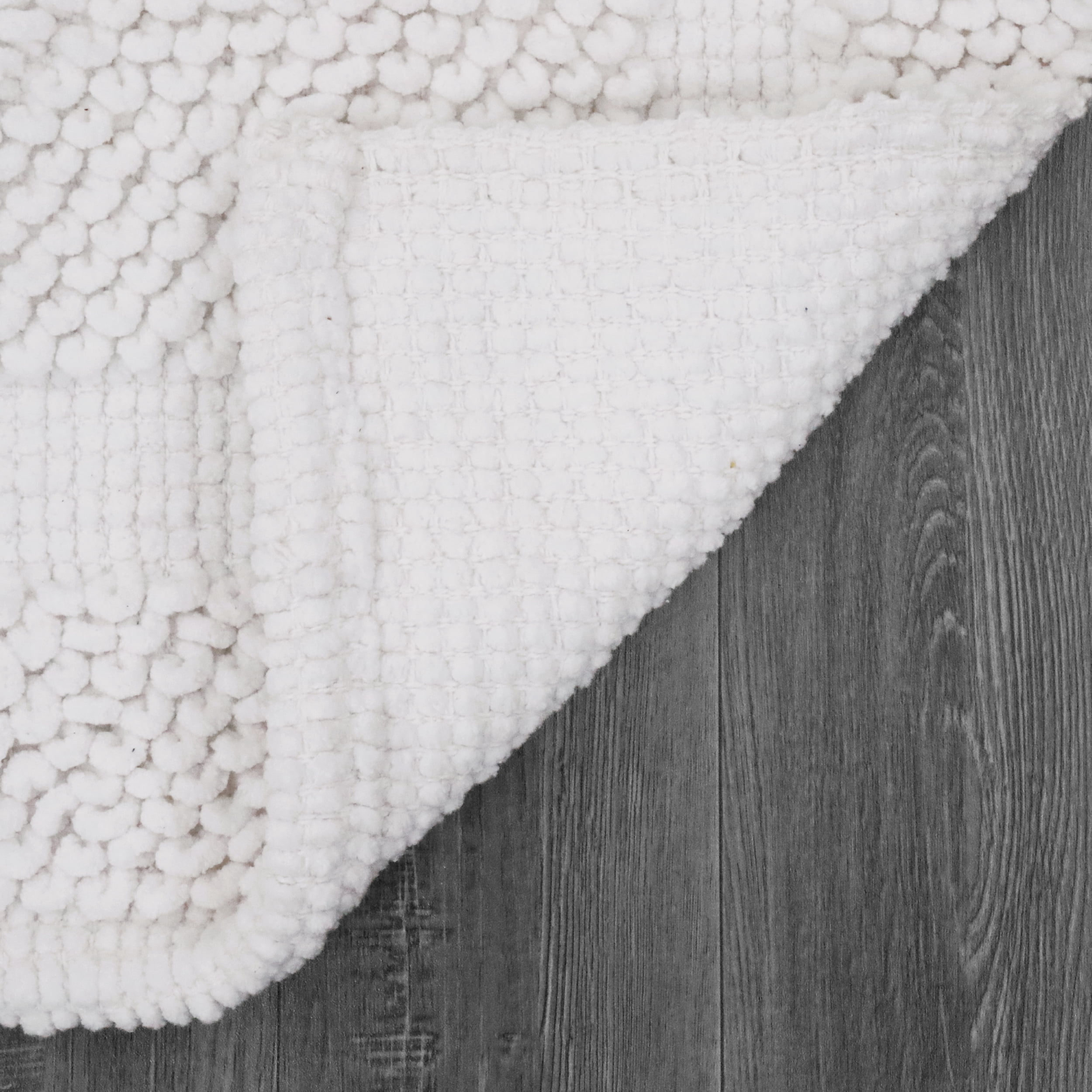 Jean Pierre New York Sophie Border 100% Cotton Bath Mat - Non-Slip Bath Rug - White - 20" x 32"