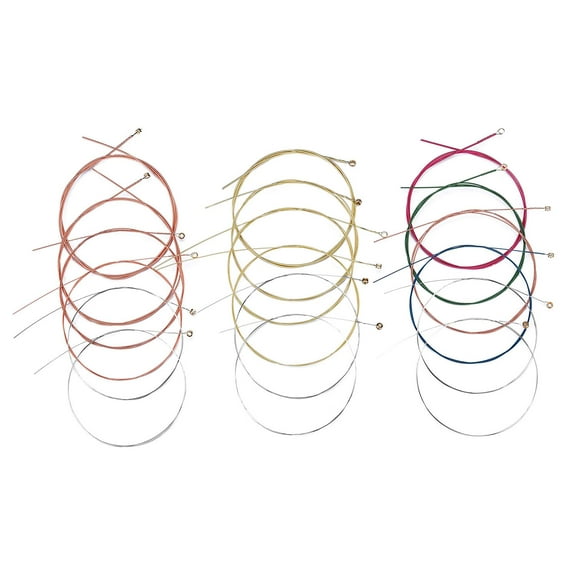 3 Sets of 6 Acoustic Guitar Strings, Replacement Colored Steel Guitar String