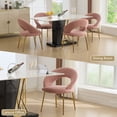 thumbnail image 4 of 061-Set of 1 Teddy Fabric Dining Chairs With Curved Backrest and Golden Metal Legs for Kitchen or Dining Room ,White, 4 of 27