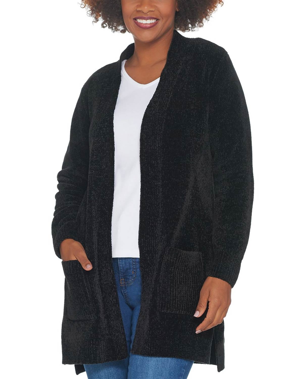 chenille open front cardigan