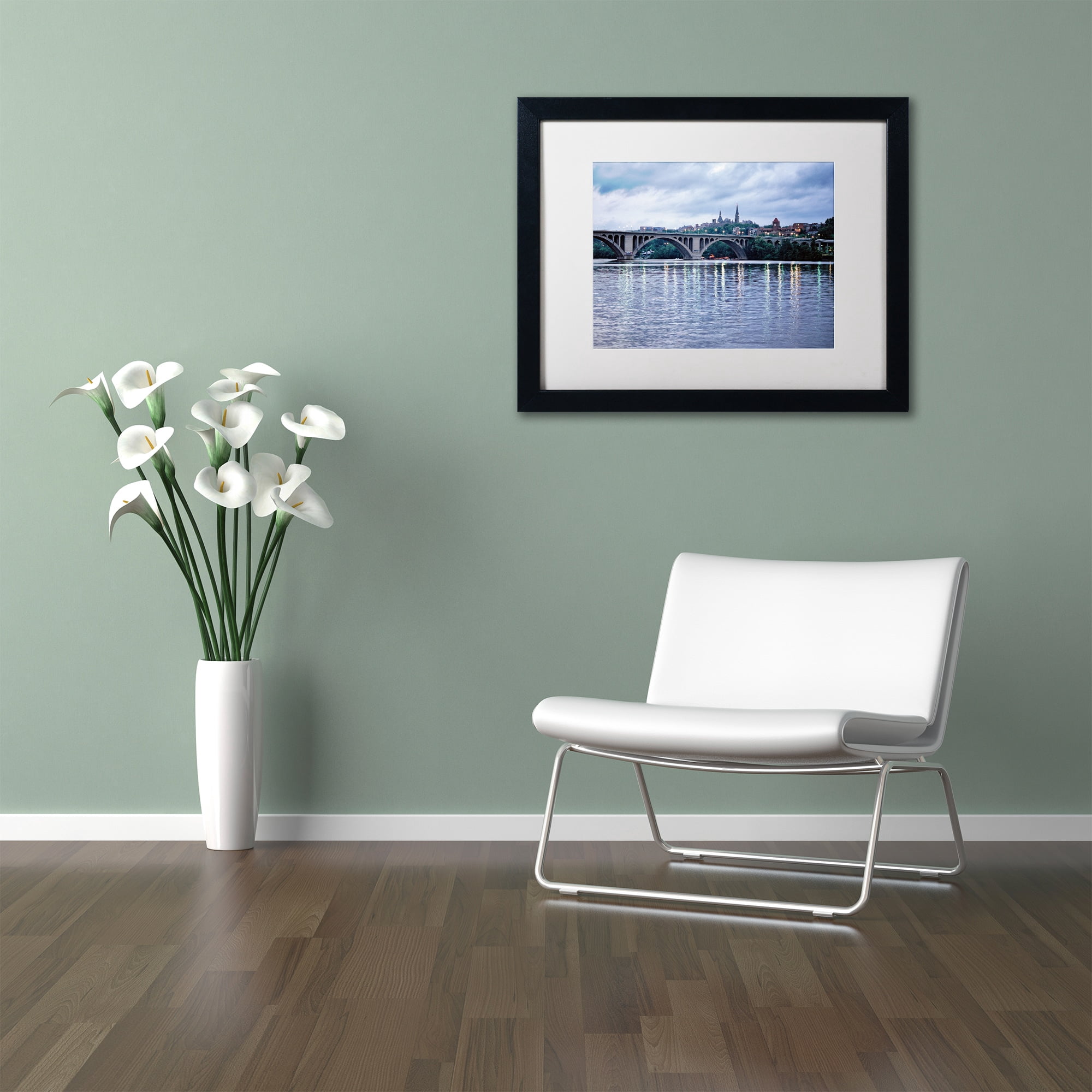 Trademark Fine Art "Georgetown-Key Bridge" Canvas Art by Gregory O'Hanlon, White Matte, Black Frame