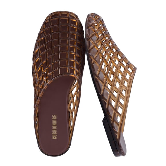 Cushionaire Lab Jelly Flats for Women, Closed Toe Slip On Lightweight Womens Mules with Woven Design and Cushioned Comfort