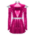 thumbnail image 4 of Oyolan Womens Alien Robot Fancy Dress Metallic Shiny Long Sleeve Dress with Belt Carnival Party Outfits Hot Pink XXL, 4 of 5