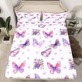 thumbnail image 2 of Castle Fairy Kids Teens Adults Flying Gradient Butterflies 4 Pieces Queen Sheet Sets,Chic Floral Rose Ultra Soft Flat Sheet,Dreamy Princess Queen Fitted Sheet,Lightweight Room Decor, 2 of 7