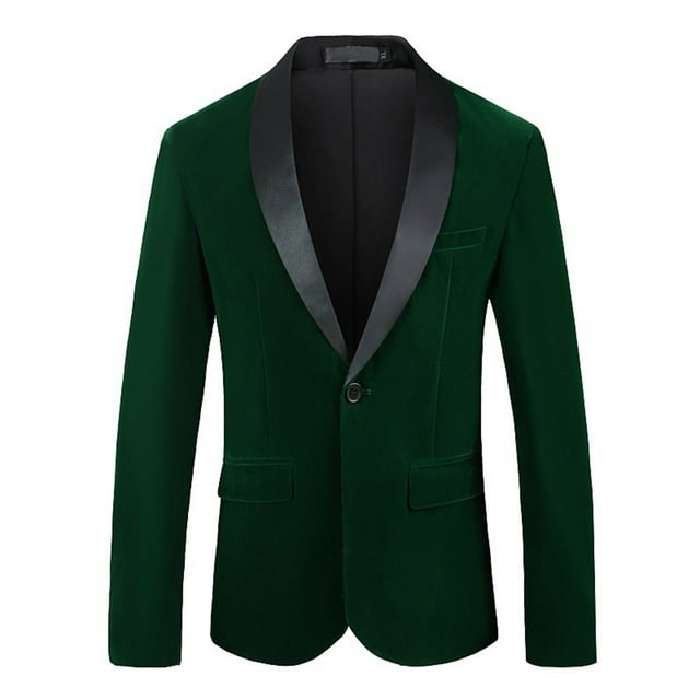 BOBOGOJP Pullover Work Shirts for Men Classic Two Button Single Breasted Blazer (Dark Green,XXL)