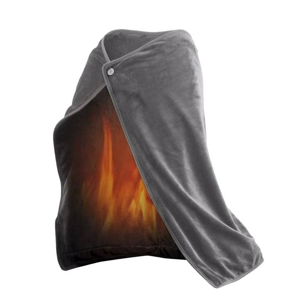 Bewildely Manta eléctrica para mujer, USB, cálido, para invierno, para clima frío, chal de calefacción, capa plegable portátil, para el hogar y la Suministros térmicos Gris Bewildely HA070958-02B