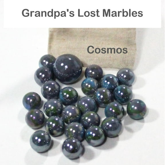 Grandpa's Lost Marbles - Mega Player Marbles - 24 (16mm) Player Marbles & 1 (1'') Shooter with Pouch! (Cosmos)
