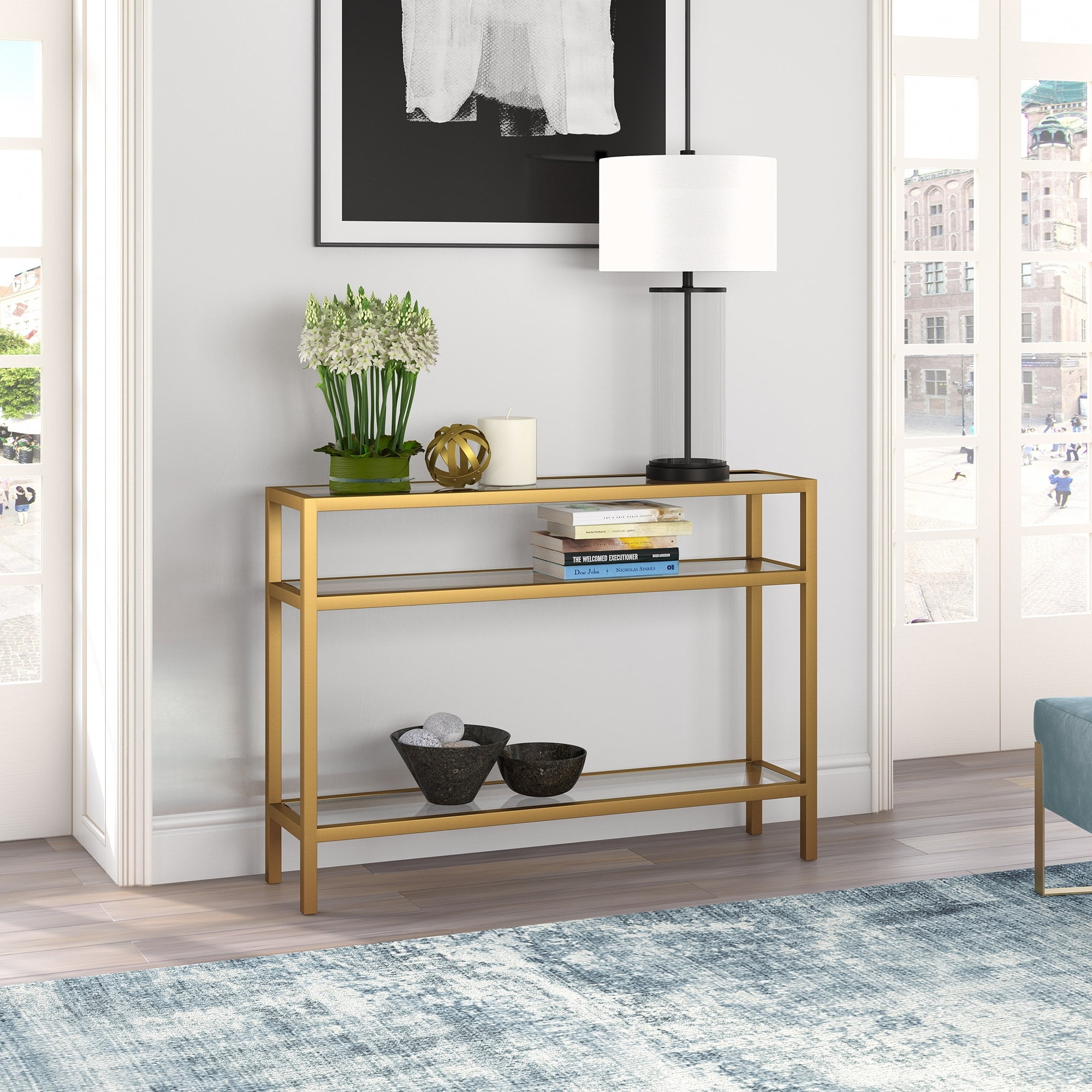Evelyn&Zoe Sivil 42" Wide Rectangular Console Table, White