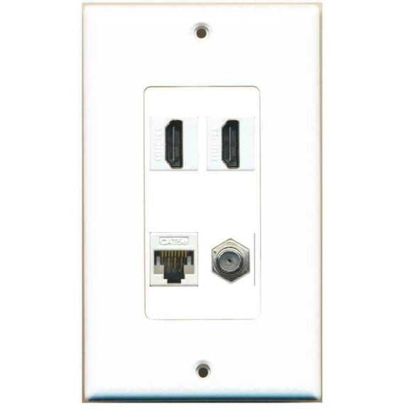 Ultra Spec Cables - 1 Gang Decorative 2 HDMI Coax Cat5e Wall Plate