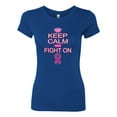 thumbnail image 2 of Keep Calm and Fight On Breast Cancer Awareness Womens Slim Fit Junior Tee, Royal, Small, 2 of 3