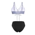 thumbnail image 6 of Womens Bikini Sets Women's Elegant Tankini with High Waisted Swim Top and High Waisted Bottom Two Piece Swimsuit for Pool Beach Holiday Striped Print Spaghetti Strap Sleeveless Blue XXL, 6 of 6