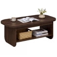 thumbnail image 1 of Gymax 2-Tier Oval Coffee Table 47'' Mid Century Center Table w/ Bottom Storage Shelf Walnut, 1 of 10