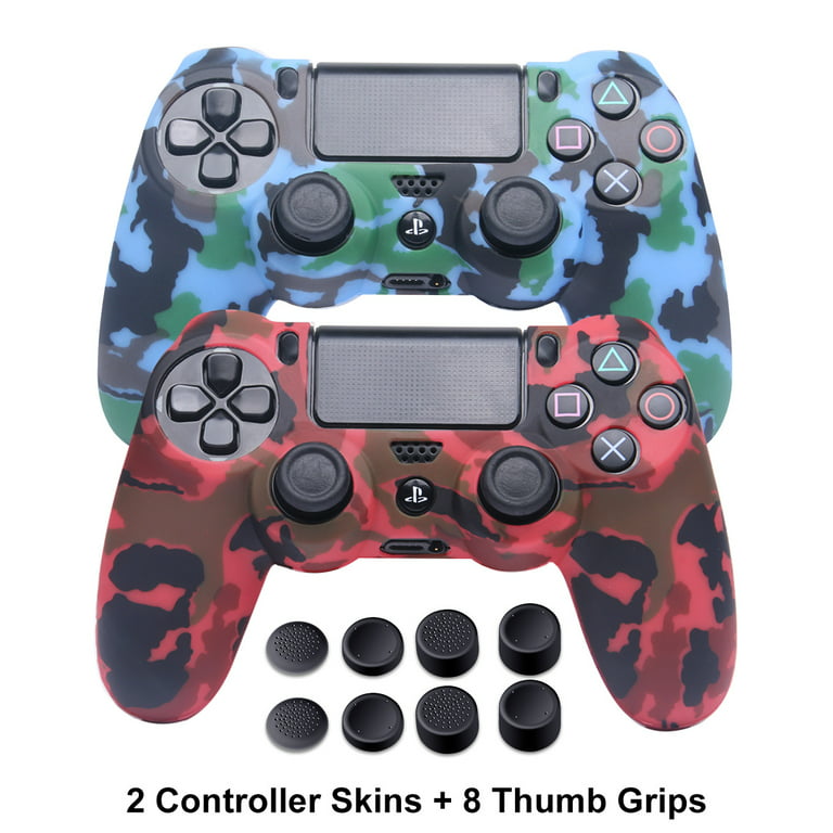 heroin Højde lommetørklæde PS4 Controller Skins - Silicone Covers for DualShock 4 - Water Printed  Protector Case Set for Sony PS4, PS4 Slim, PS4 Pro - 2 Pack Camo PS4  Accessories- 4 Pairs PS4 Thumb
