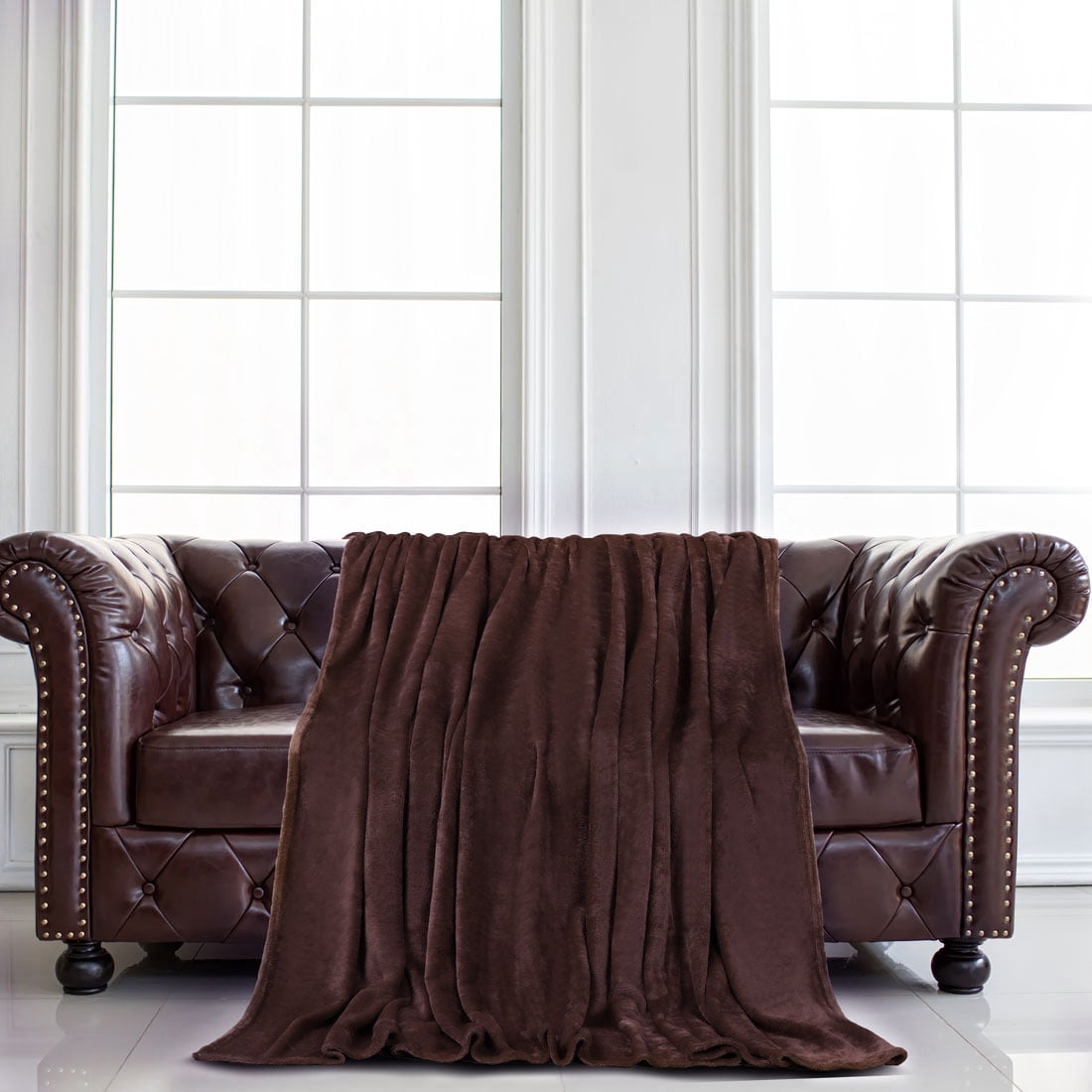 Unique Bargains Fuzzy Plush Flannel Fleece Throw Blanket Chocolate 78" x 90"