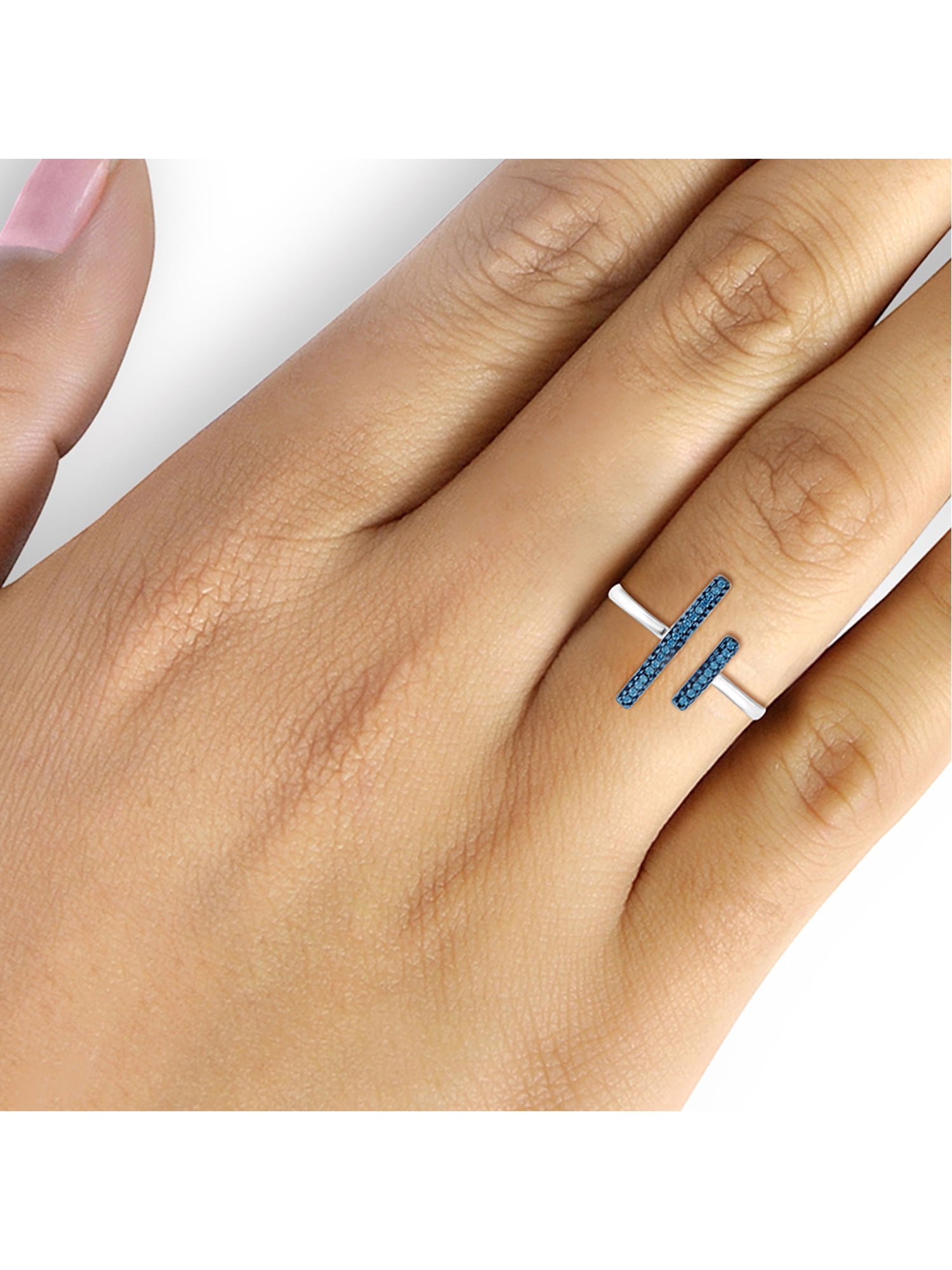 JewelersClub Sterling Silver Accent Blue diamond Open Ring for Women | Diamonds for Everyday Womens Wear