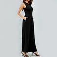 thumbnail image 5 of HXWCHs Solid Jumpsuits for Women Stylish Women's Ribbed Sleeveless Wide Leg Jumpsuit Elegant Dressy Tank Romper for Summer XL Black, 5 of 7